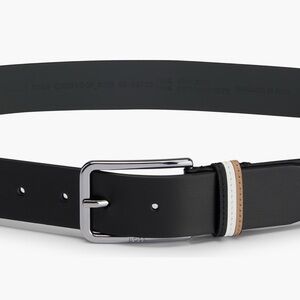 New BOSS Calis Leather Belt with Stripe Keeper Loop size 40 made in Italy